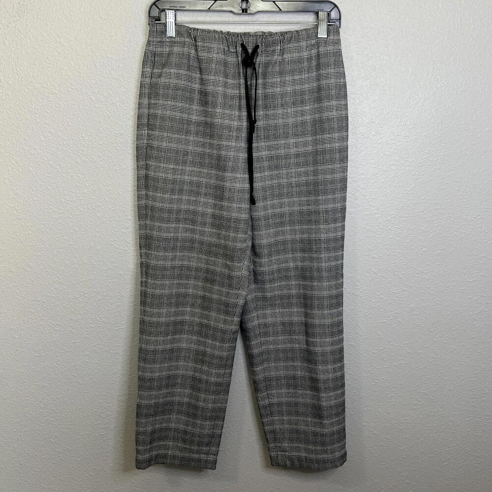 Aritzia Babaton Plaid Pull On Pant Black/White Plaid Size Small